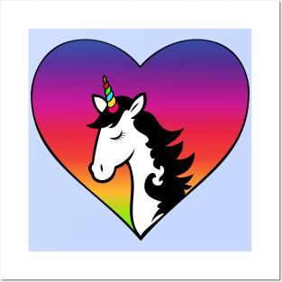 Unicorn Rainbow Pride Heart Posters and Art